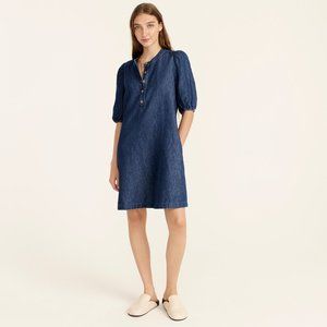 J.CREW puff sleeve denim popover indigo blue dress XS